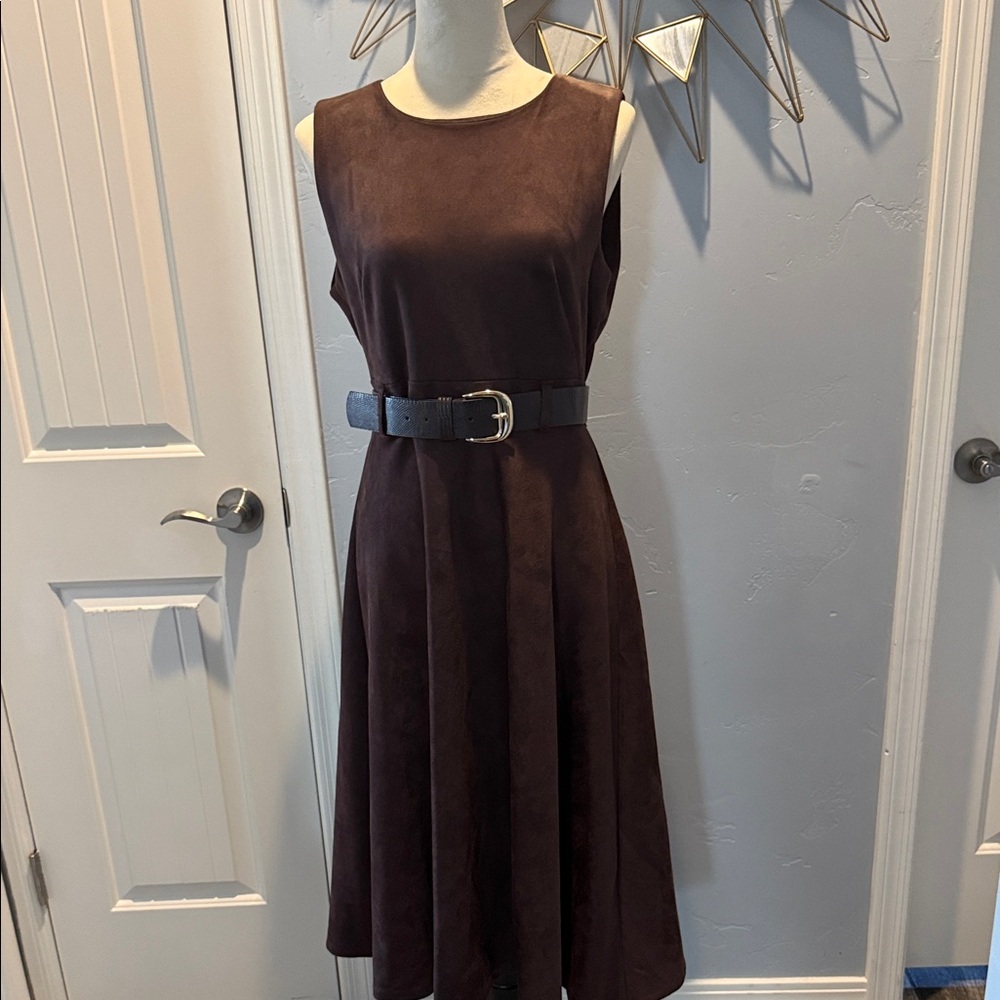 Calvin Klein Dark Brown Midi Dress. NWT